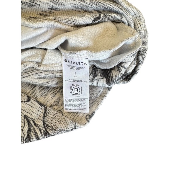 Athleta Balance Full Zip Sweatshirt Grey Floral Small Oversized Athleisure - Picture 6 of 8